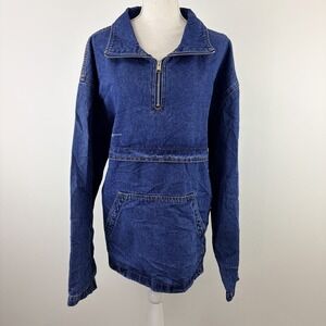 FRAME Blue Indigo Denim Windbreaker Jacket M 100% Cotton NWT